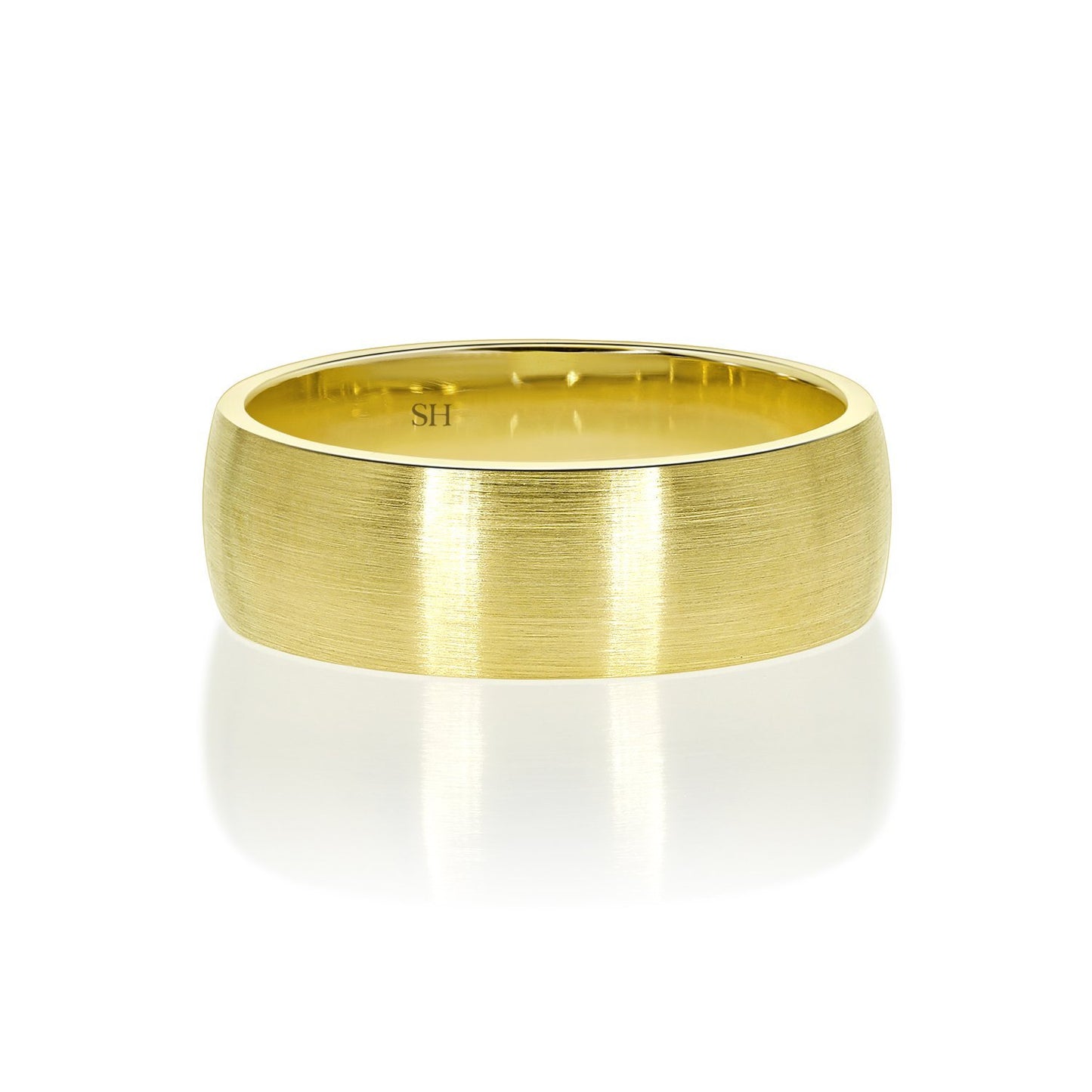 Men's Yellow Gold Satin Finish Half Round Wedding Band (7mm) - W0504