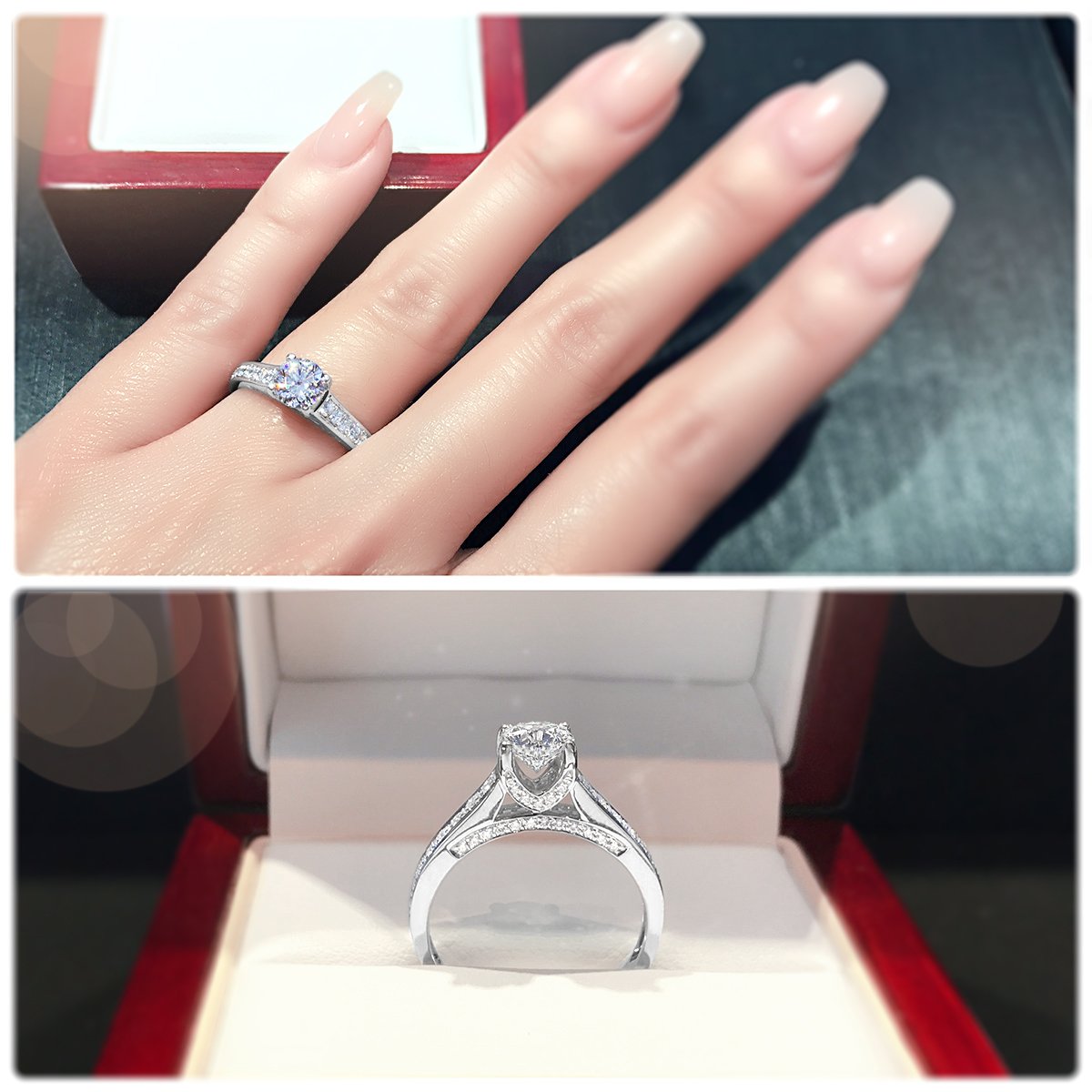 Classic 4-claw ring with reverse tapered band - W0256