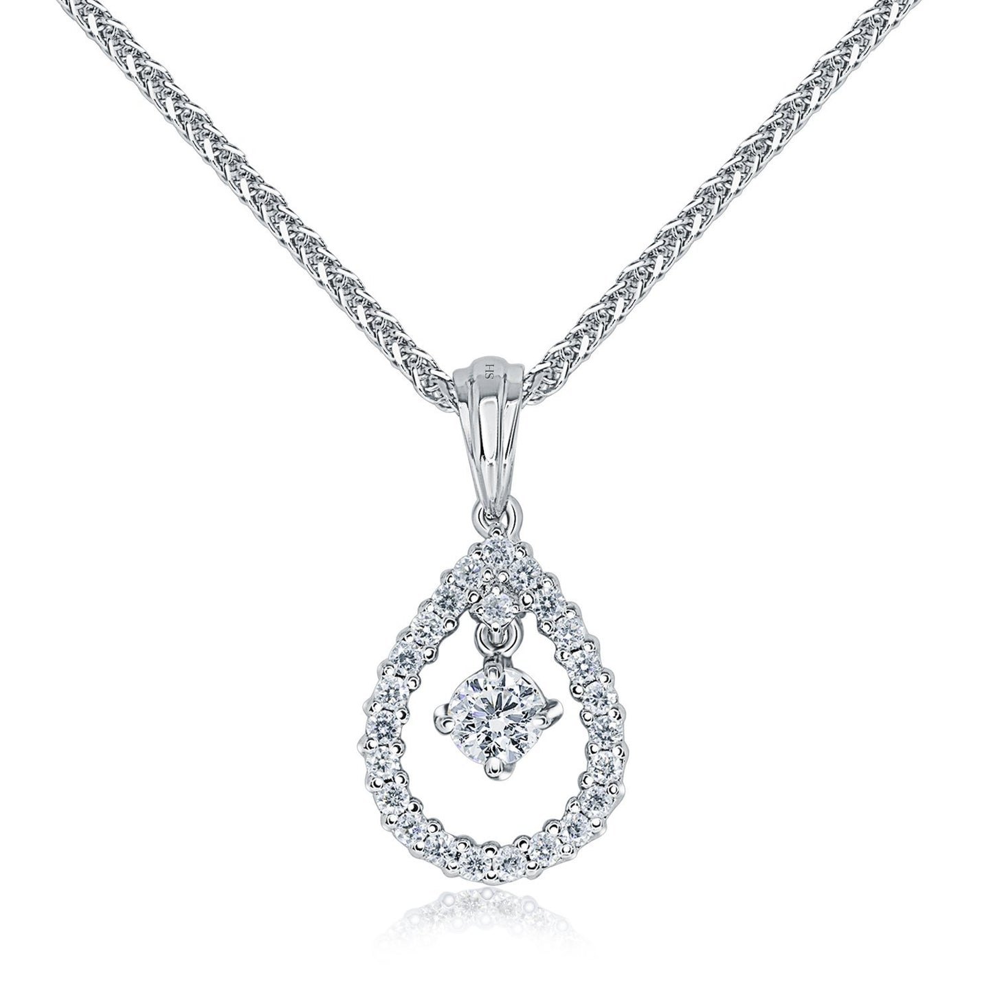 Pear trim with centre solitaire - W0466