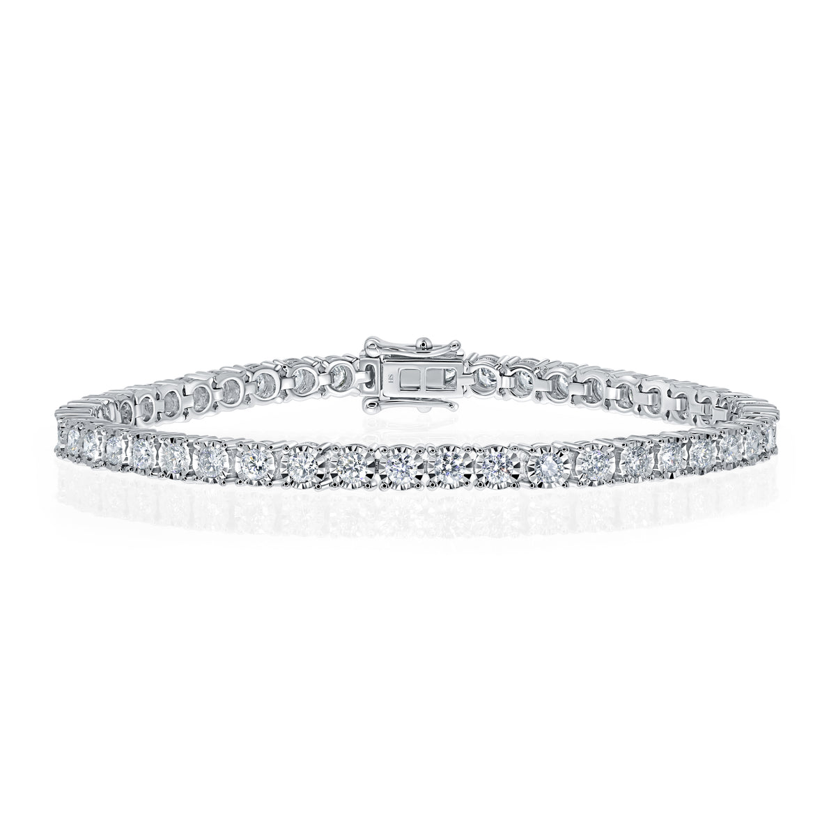 18kt White Gold Diamond Tennis Bracelet With White Gold Halo (0.06ct) - W0627