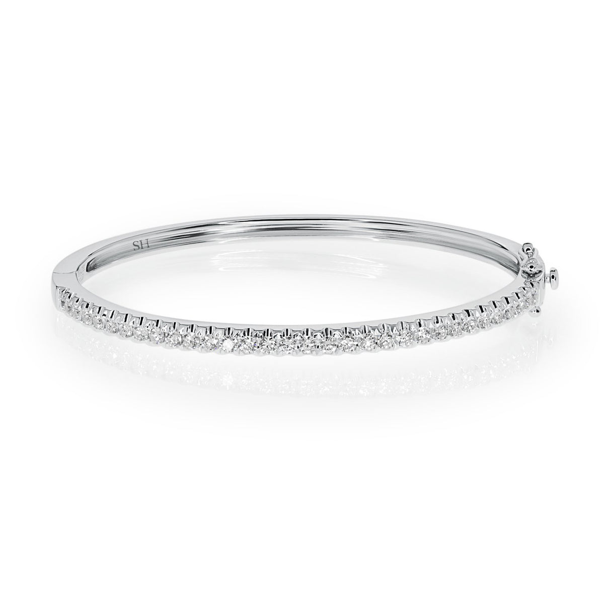 18kt gold Pave set diamond tennis bangle (3mm) - W0735