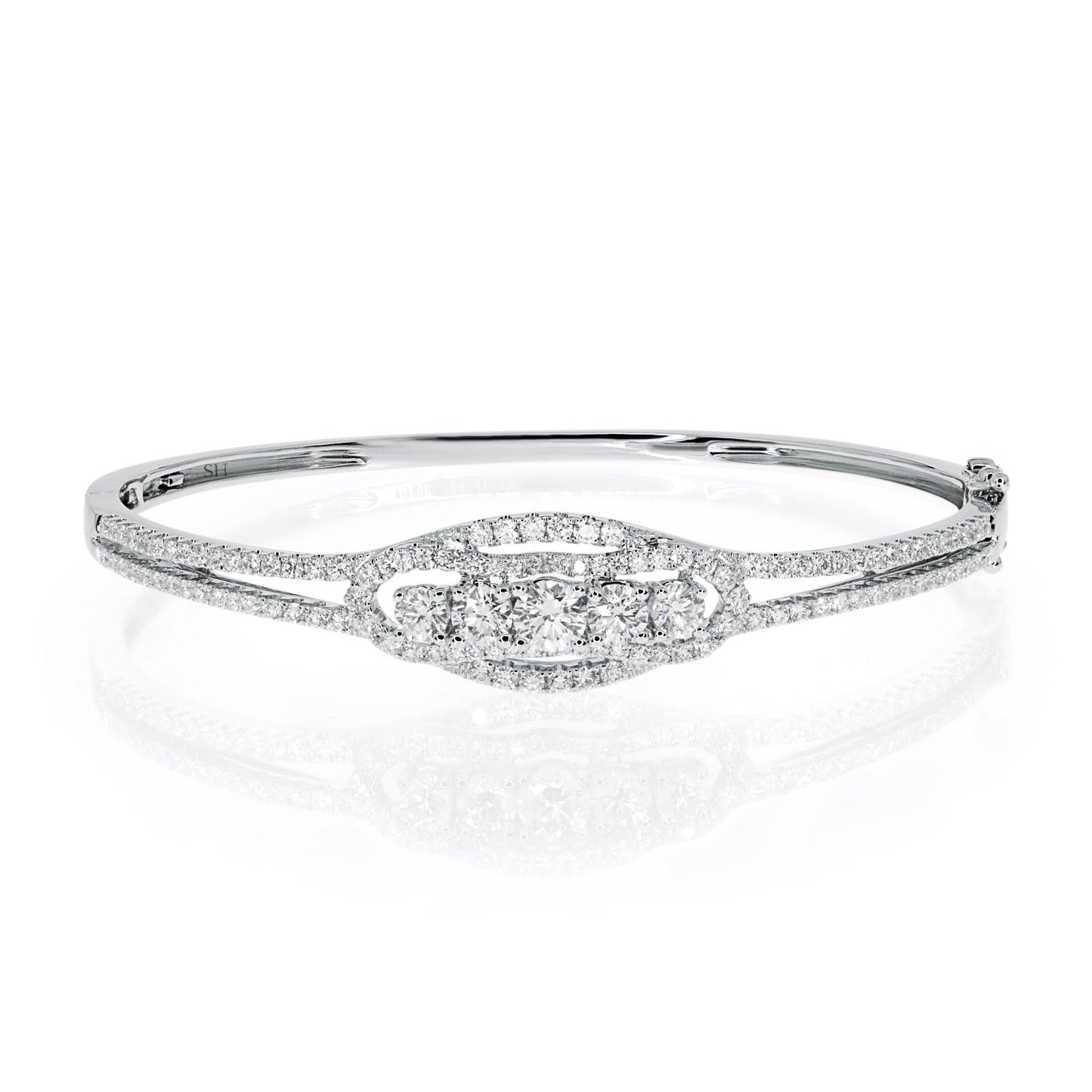 18kt gold baroque band diamond bangle - W0742