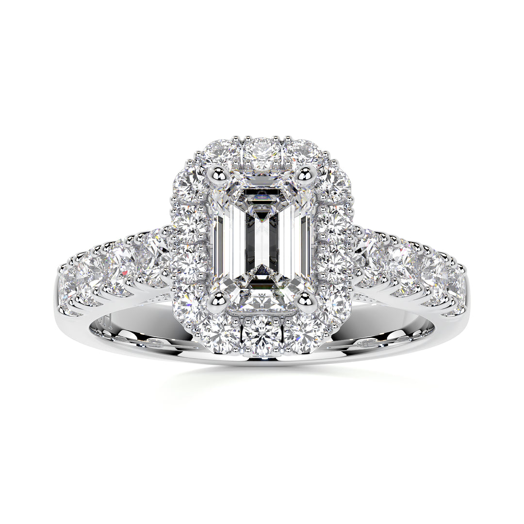 V2 test - Emerald Cut halo with pavé-set diamond band - W0043