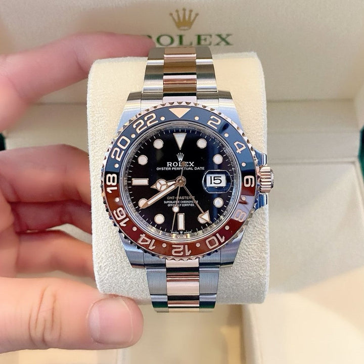 Rolex GMT-Master II 40mm 'Root Beer' Steel/RG Black Dial Button Markers 2023 Ref m126711chnr-0002 (#472)