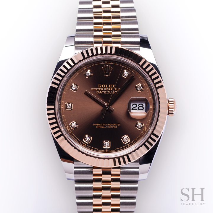 Rolex Datejust41 41mm Steel/RG Chocolate Dial Diamond Markers 2023 Ref m126331-0004 (#474)