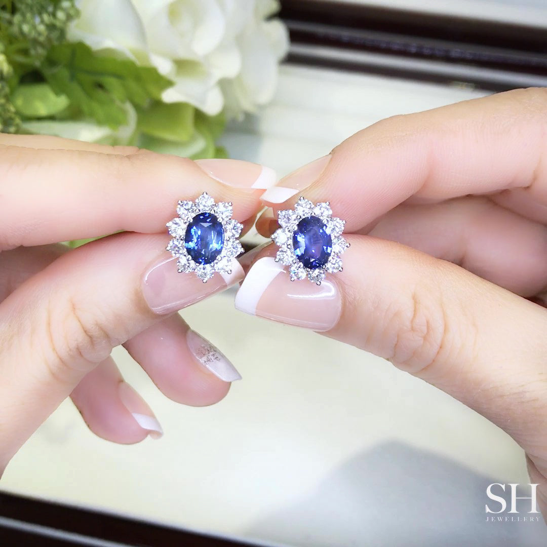 Classic Sapphire Halo Earrings