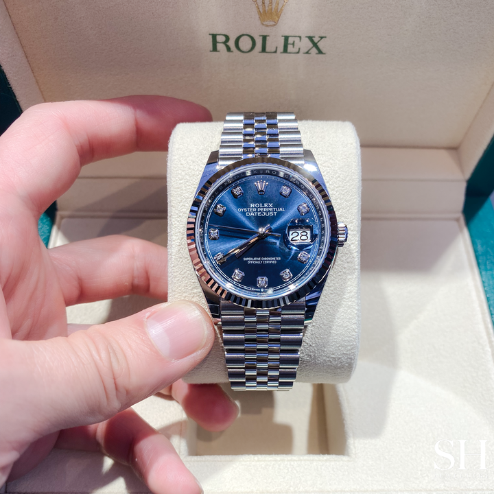 Rolex Datejust36 36mm Steel/WG Blue Dial Diamond Markers 2023 Ref m126234-0037 (#339)