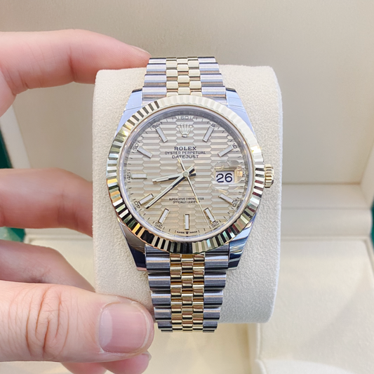 Rolex Datejust41 41mm Steel/YG Champagne Motif Dial Stick Markers 2023 Ref m126333-0022 (#343)