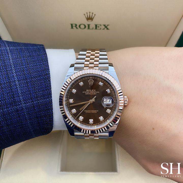 Rolex Datejust41 41mm Steel/RG Chocolate Dial Diamond Markers 2023 Ref m126331-0004 (#354)