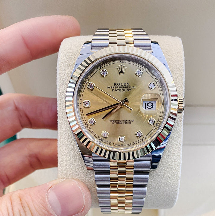 Rolex Datejust41 41mm Steel/YG Champagne Dial Diamond Markers 2023 Ref m126333-0012 (#428)