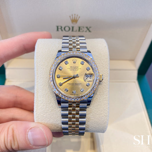 Rolex Datejust31 31mm Steel/YG Champagne Dial Diamond Markers 2023 Ref m278383rbr-0026 (#384)