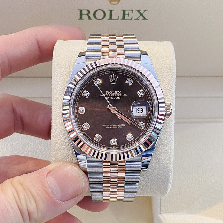 Rolex Datejust41 41mm Steel/RG Chocolate Dial Diamond Markers 2023 Ref m126331-0004 (#474)