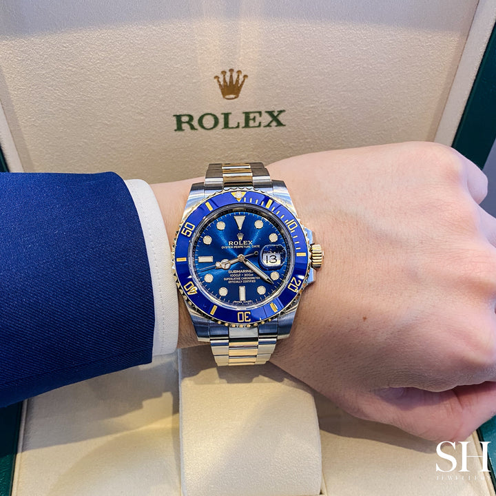 Rolex Submariner-Date 41mm Steel/YG Blue Dial Button Markers 2023 Ref m126613lb-0002 (#392)