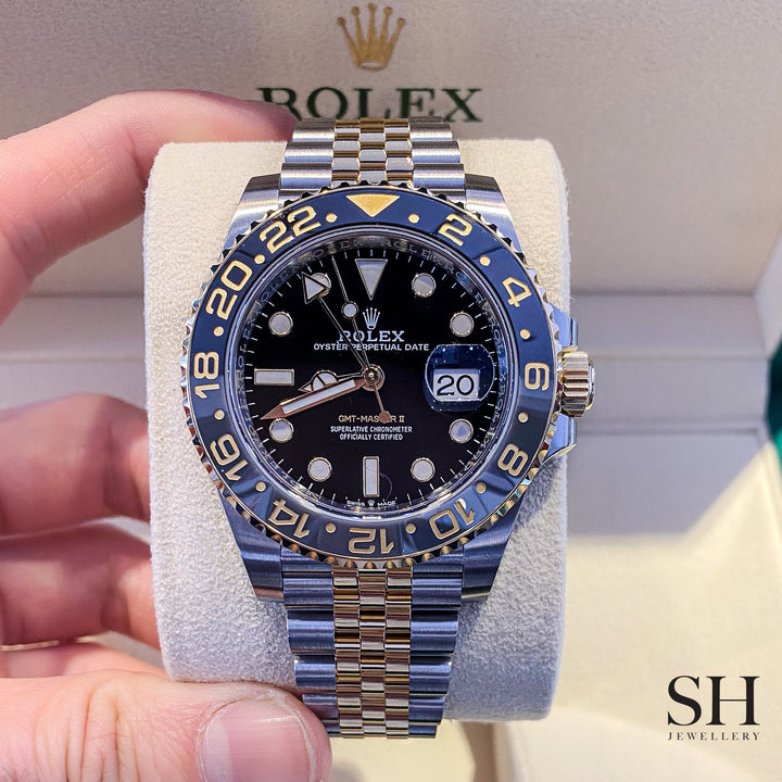 Rolex GMT-Master II 40mm Steel/YG Black Dial Button Markers 2023 Ref m126713grnr-0001 (#401)