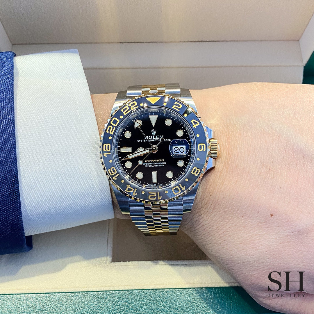 Rolex GMT-Master II 40mm Steel/YG Black Dial Button Markers 2023 Ref m126713grnr-0001 (#401)