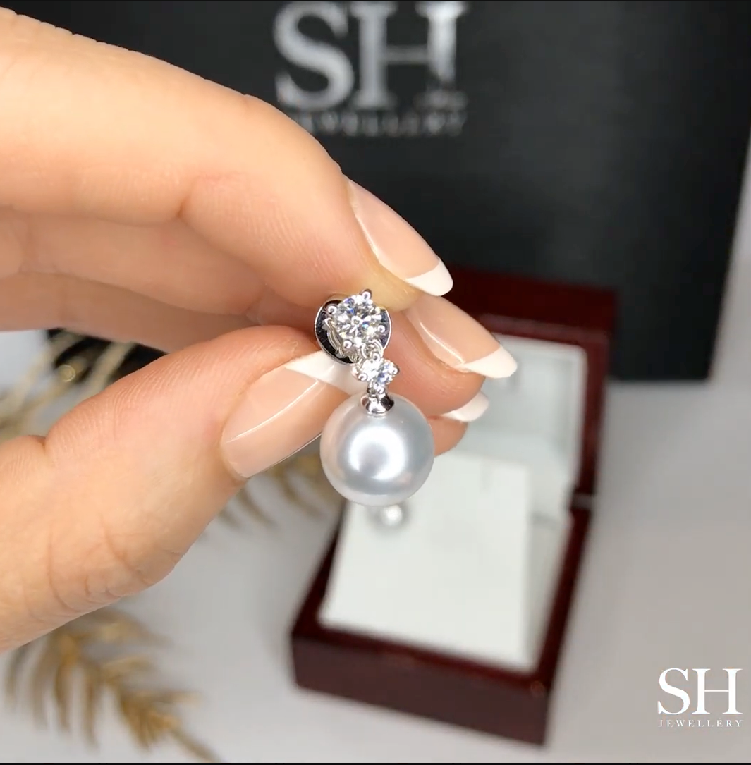 Pearl Drop Diamond Earrings