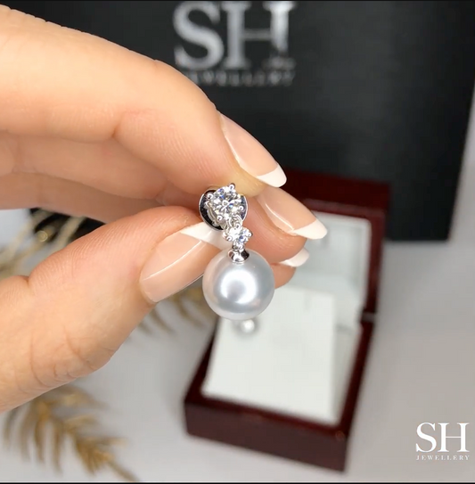 Pearl Drop Diamond Earrings