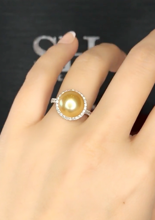 Yellow Pearl Diamond Ring