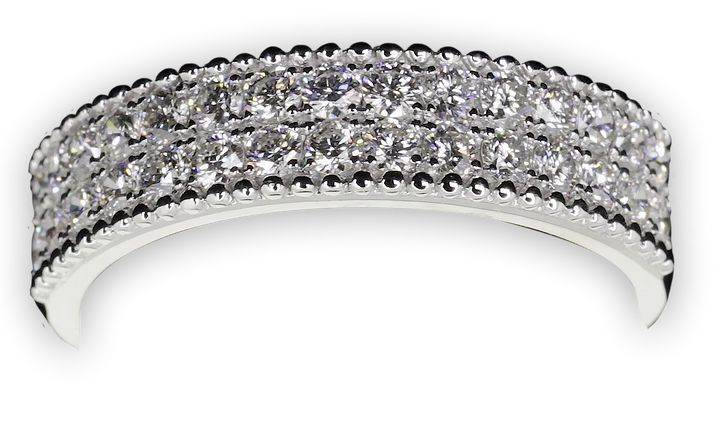 Medium width pave set band and milgrain edges - W0442