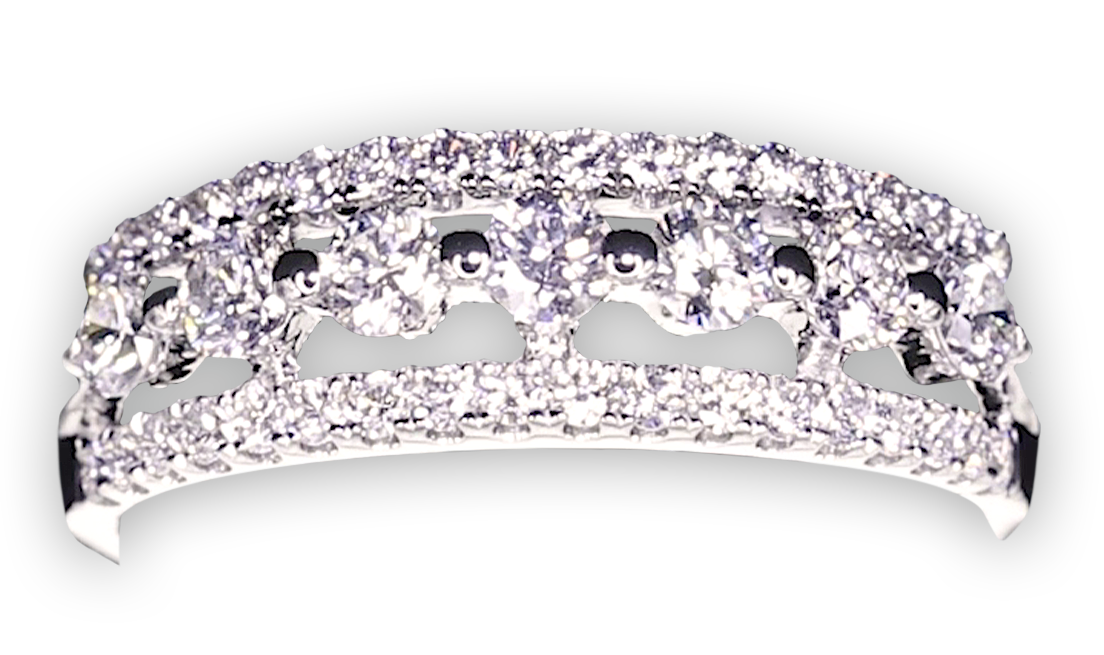 Exposed Prong-Set Centre Ribbon with Pavé-Set Trim 6.4mm - W0836