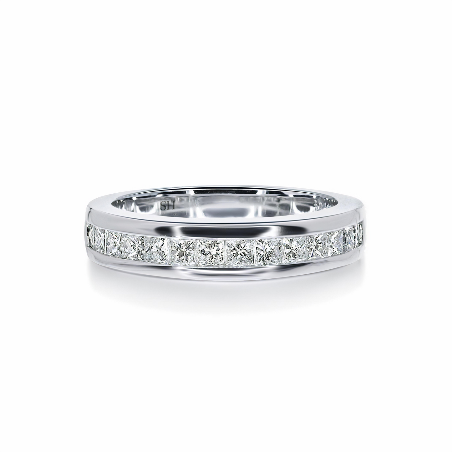 Channel set princess cut women's diamond wedding band (3.9mm) - W0178