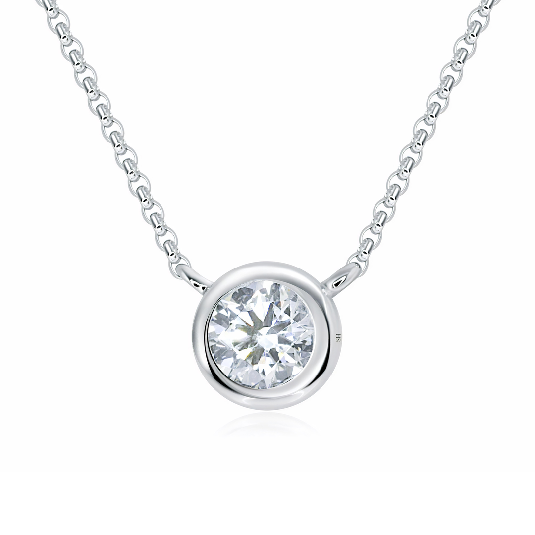 Bezel Set Solitaire Diamond Necklace (small) - W0555