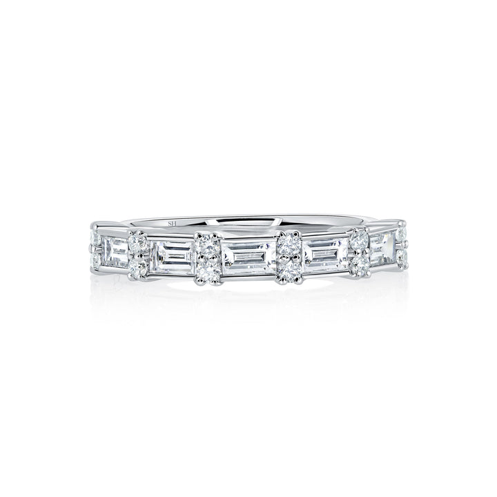 Baguette Panel Wedding Band with Twin Spacing Diamonds (3.3mm) - W0599