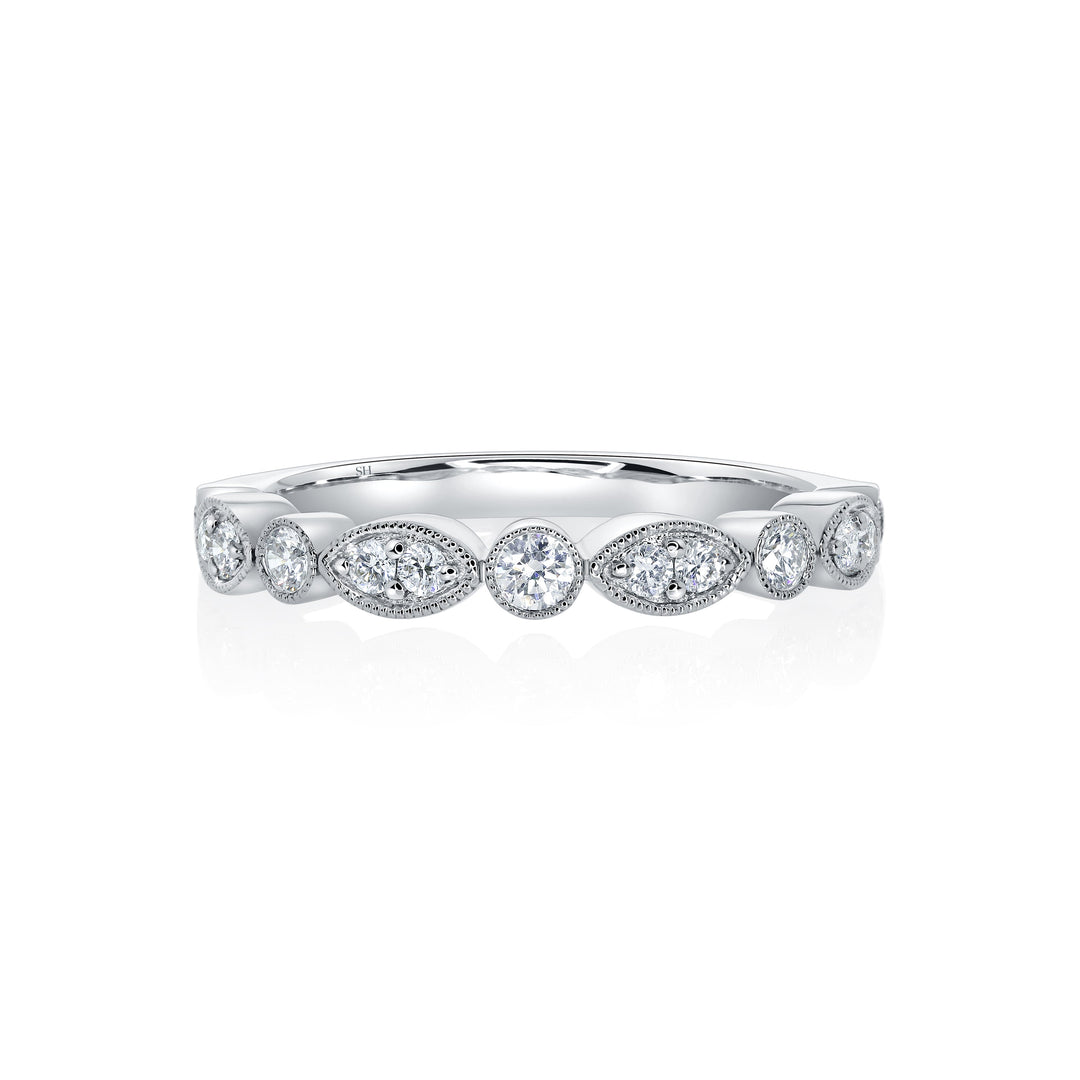 Marquise Panel with Alternating Round Diamonds & Milgrain Edging (2.9mm) - W0602