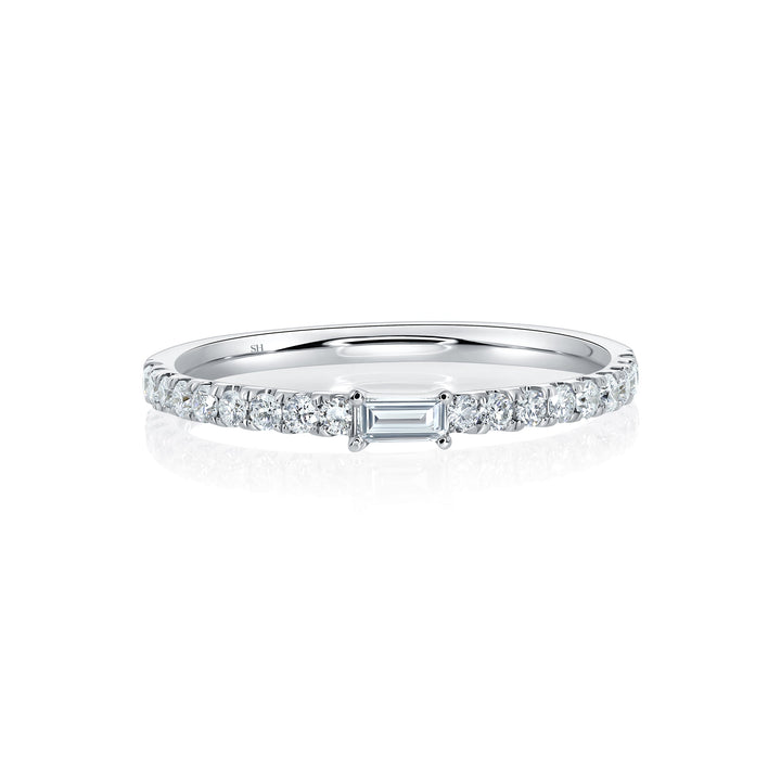 Slim Baguette Cut & Pavé-Set Diamond Women’s Wedding Band (1.6mm) - W0604