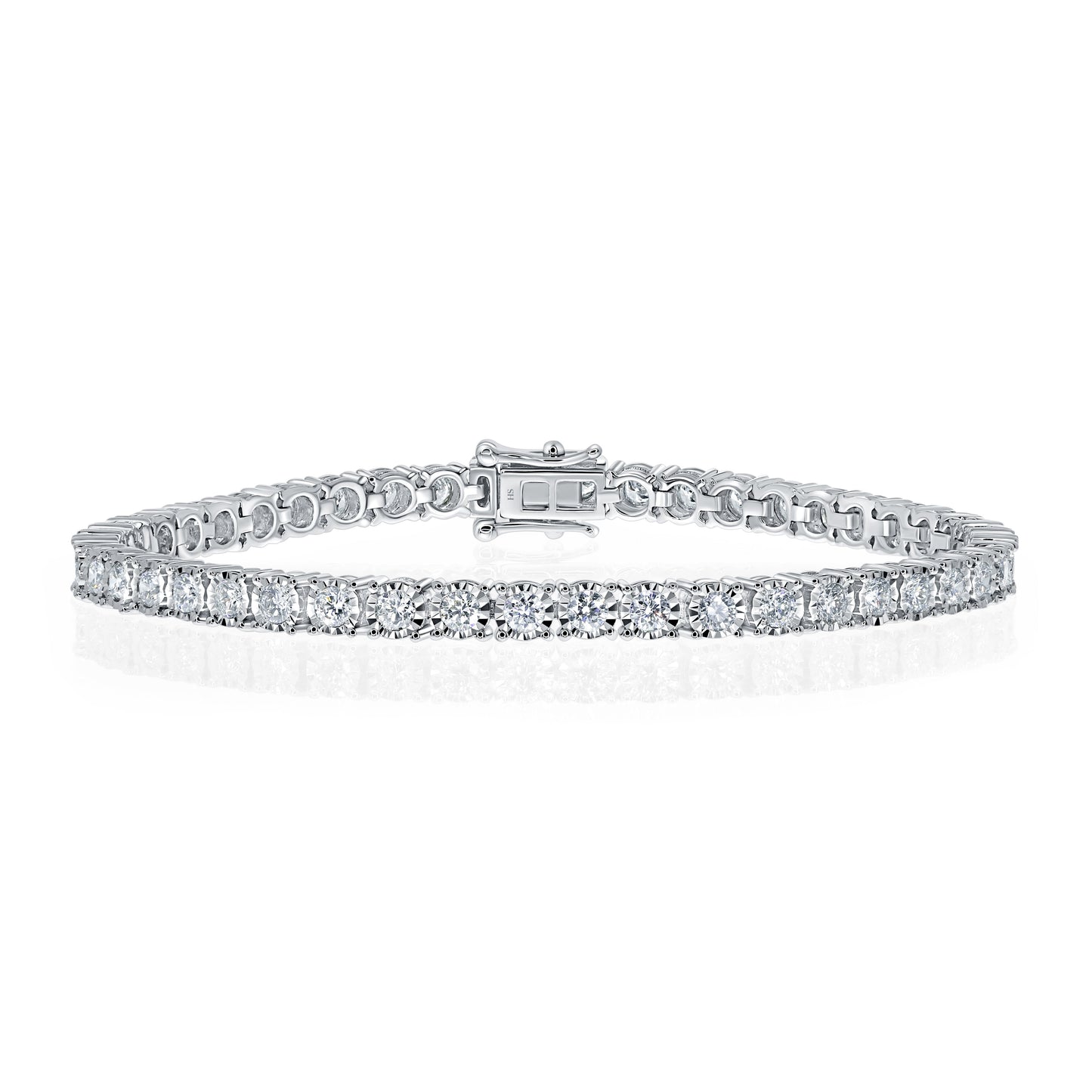 18kt Gold Diamond Tennis Bracelet With Gold Halo (large) (0.06ct each) - W0627