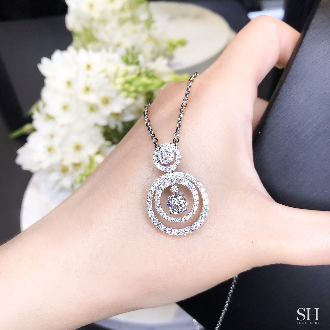 Diamond Double Circle Pendant - W0703