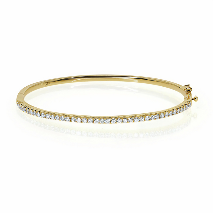 18kt gold Pave set diamond tennis bangle (2.3mm) - W0746