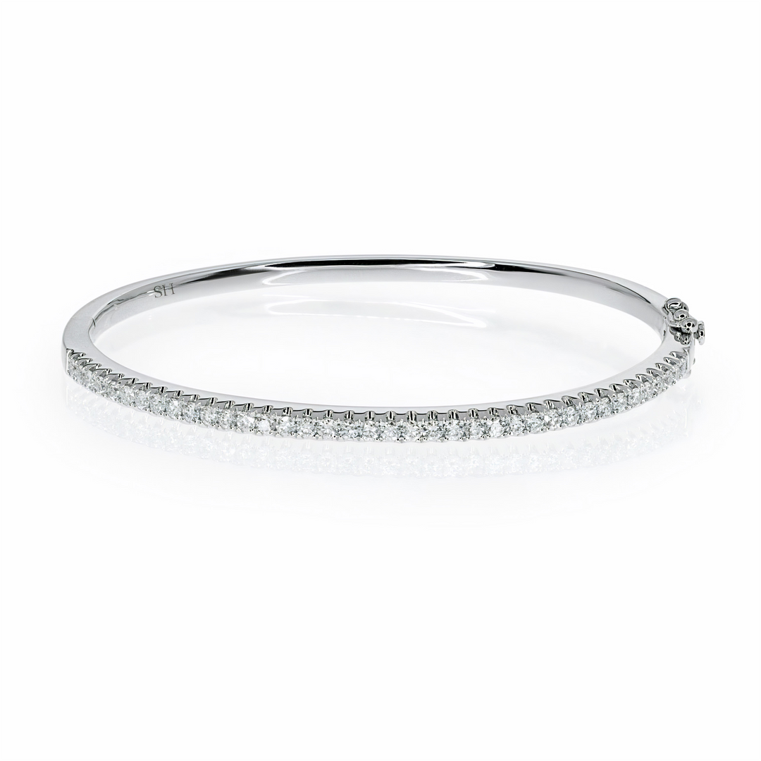 18kt gold Pave set diamond tennis bangle (2.7mm) - W0750