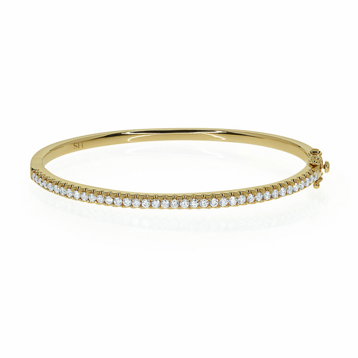 18kt gold Pave set diamond tennis bangle (2.7mm) - W0751