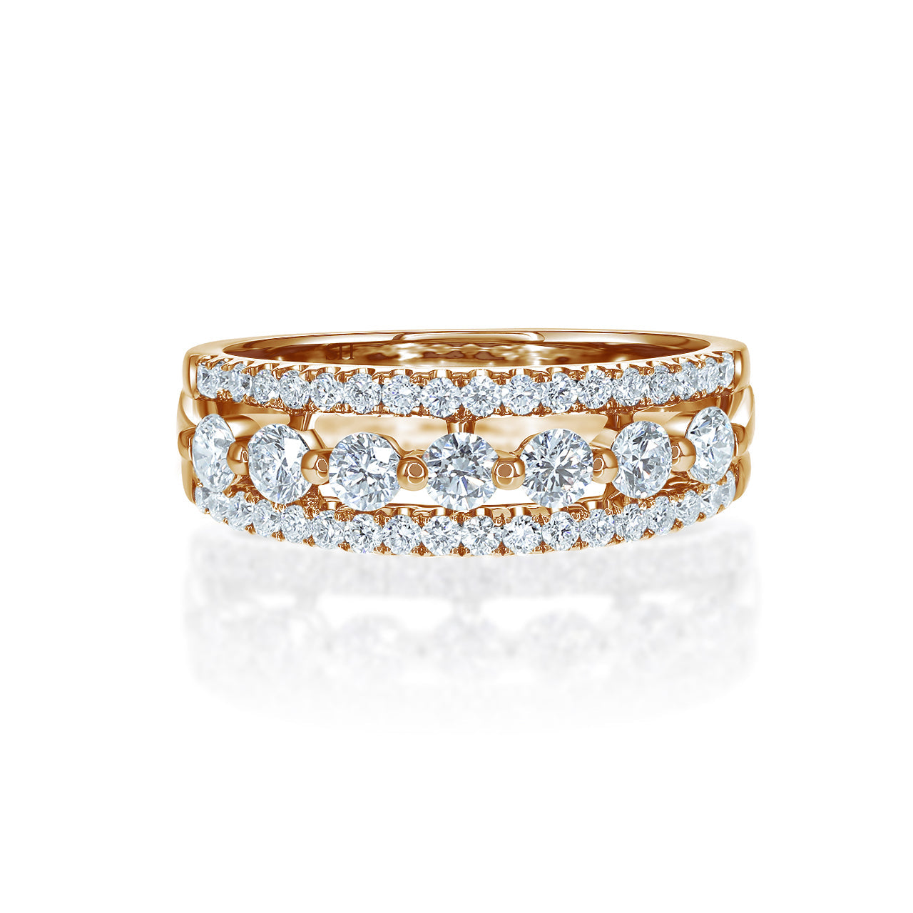 Exposed Prong-Set Centre Ribbon with Pavé-Set Trim 6.4mm - W0836