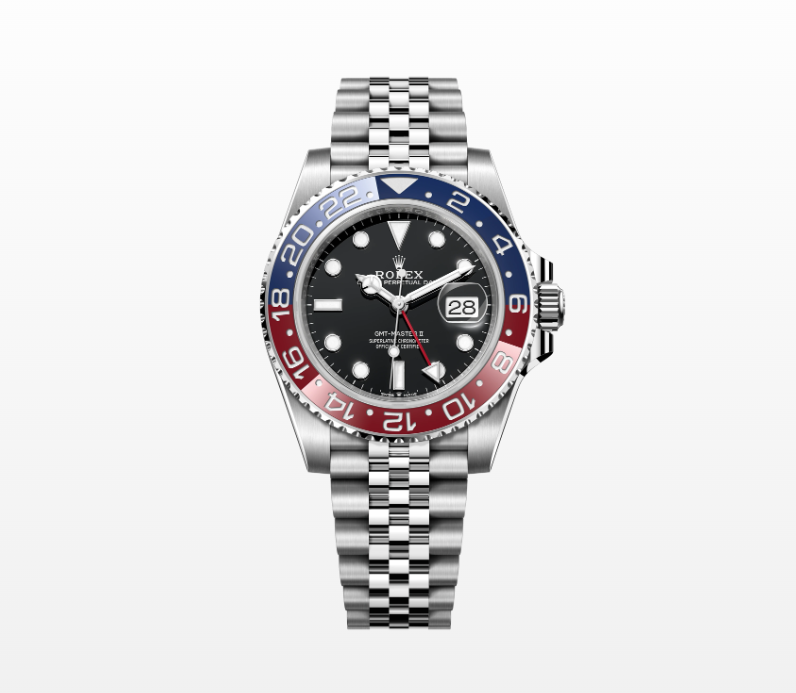 Rolex GMT-Master II 40mm 'Pepsi' Steel/WG Black Dial Button Markers 2022 Ref m126710blro-0001 (#382)