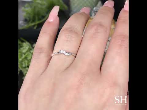 Women's Beaded Wedding Band with Pavé-Set Twist - W0825