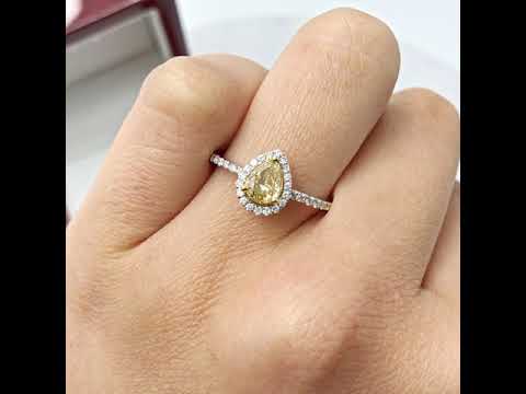 Pear-Shaped Yellow Diamond Halo design