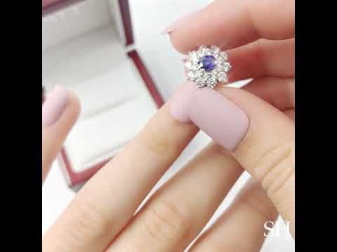 Floral layer sapphire diamond ring - W0428