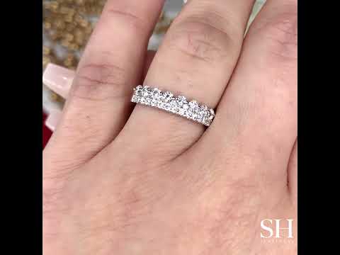 2-Row Pavé & Prong-Set Diamond Band with Connecting Brilliant Cuts 4mm - W0832