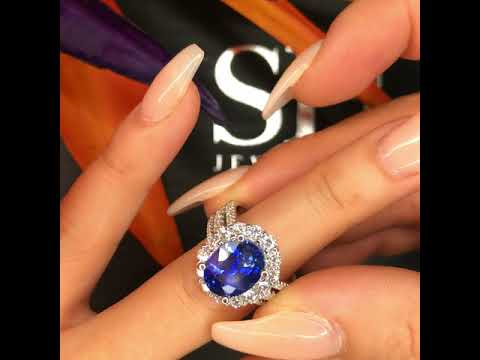 Vast blue sapphire ring with tri-band - W0434