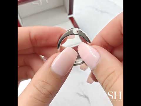 Modern wedding band with floating round-cut diamond 5.5mm - W0104