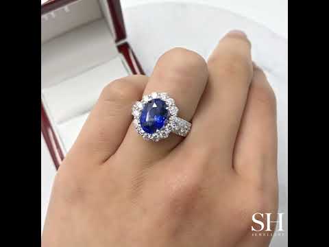 Vast blue sapphire ring with tri-band - W0434