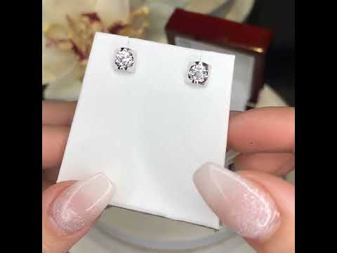 Geometric 2-Claw Solitaire Diamond Studs - W0653