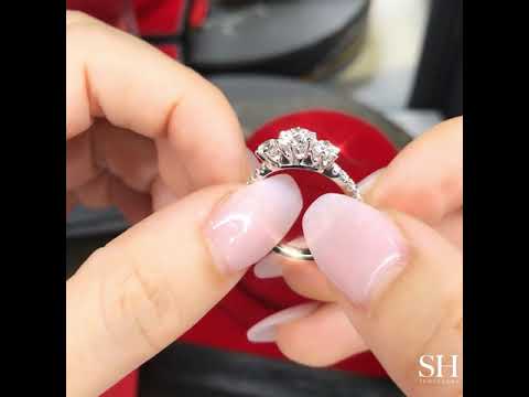 Trilogy Diamond Engagement Ring with Pavé-Set Band - W0589