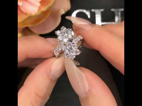 Twin Floral shape diamond ring - W0791