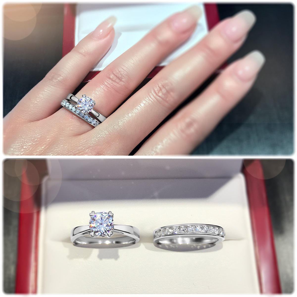 4-Claw solitaire engagement ring with heart shaped prong tips - W0001