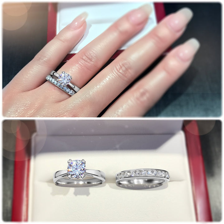 4-Claw solitaire engagement ring with heart shaped prong tips - W0001