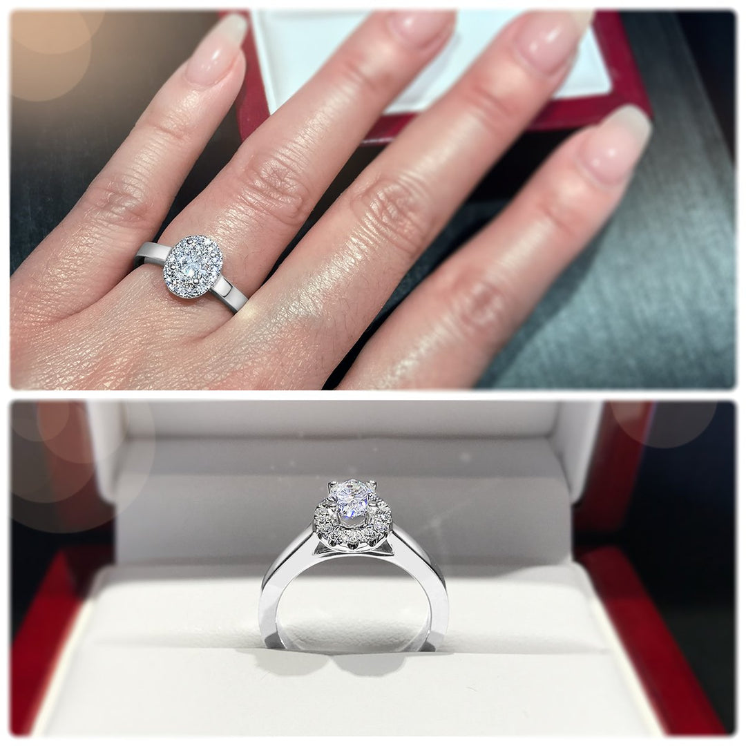 Oval Brilliant Cut diamond engagement ring with polished band - W0049