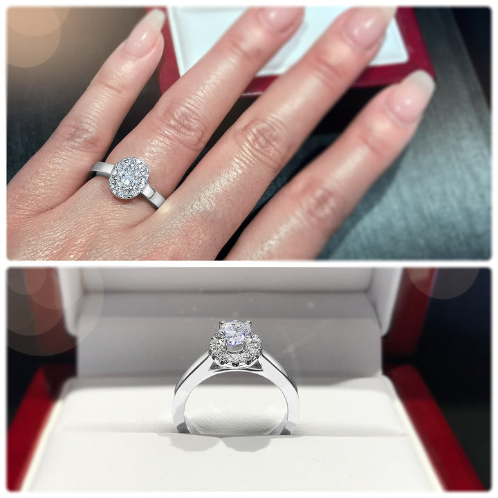Oval Brilliant Cut diamond engagement ring with polished band - W0049